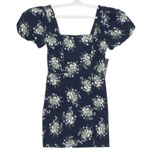 NWT Trixxi Dress Floral Mini Cottage Coquette Puff Sleeve Romantic Blue Medium